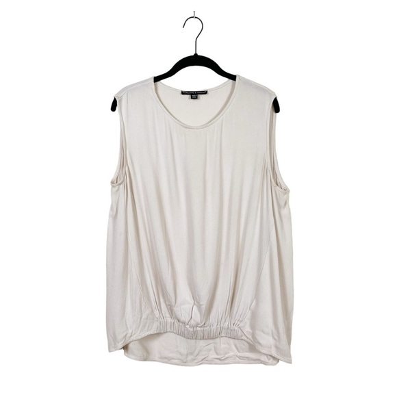 Harlowe & Graham Women's Cream Sleeveless Elastic Front Hi-Low Shell Top Size M - Picture 1 of 6